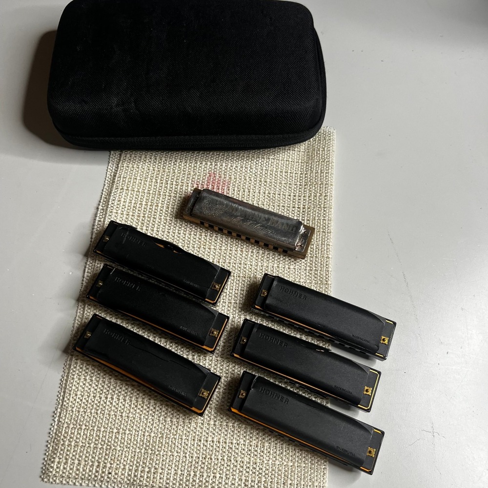 Hohner Marine Band Harmonica Key of D & 6 Piedmont Blues For Parts with Case